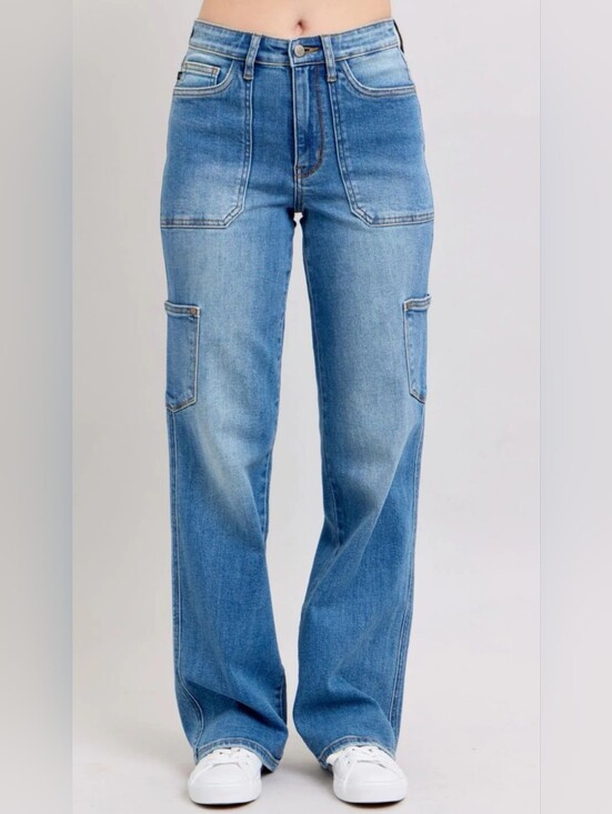 Judy Blue Denim - Judy Blue High Waist 90's Cargo Straight Denim Jeans Size 9/29 NWOT